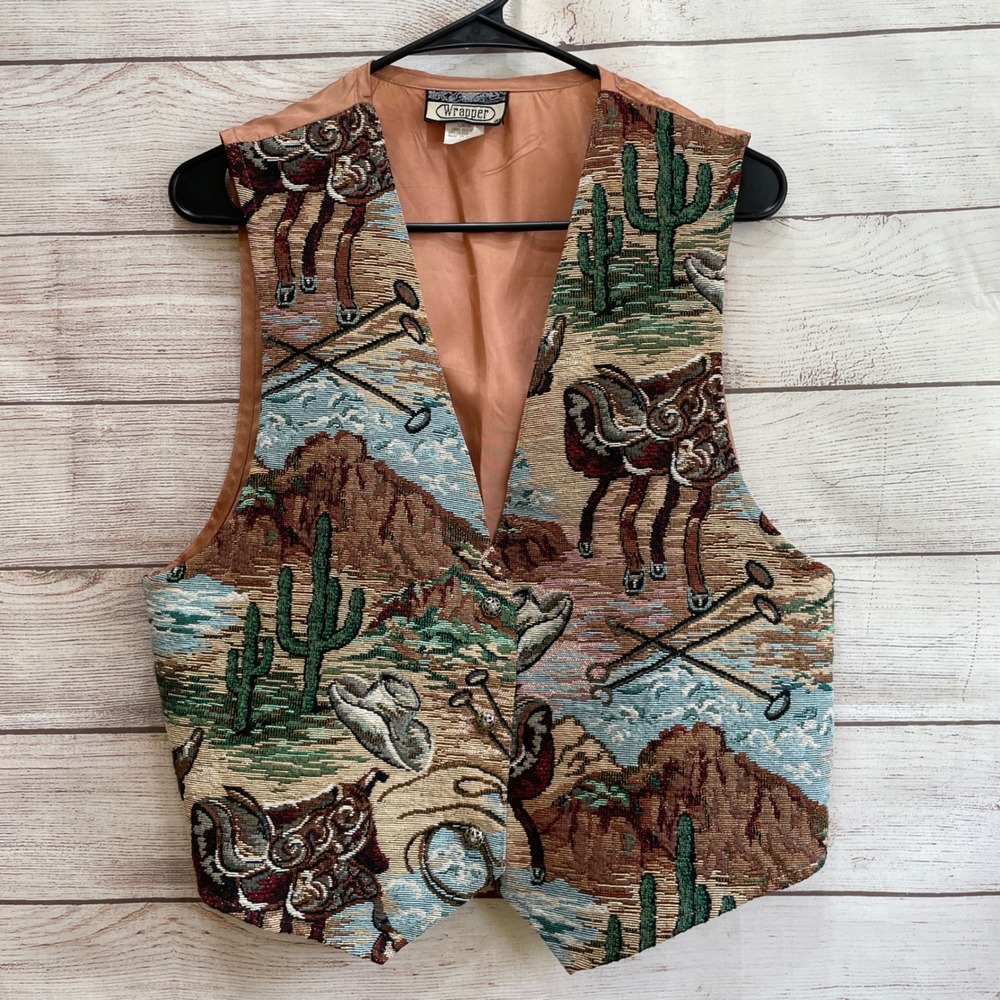 VINTAGE WRAPPER WESTERN TAPESTRY VEST
